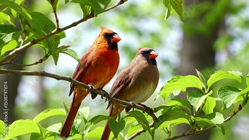 Northern Cardinal Pair on Branch