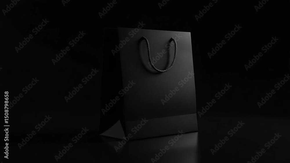 Elegant Black Shopping Bag on Dark Background