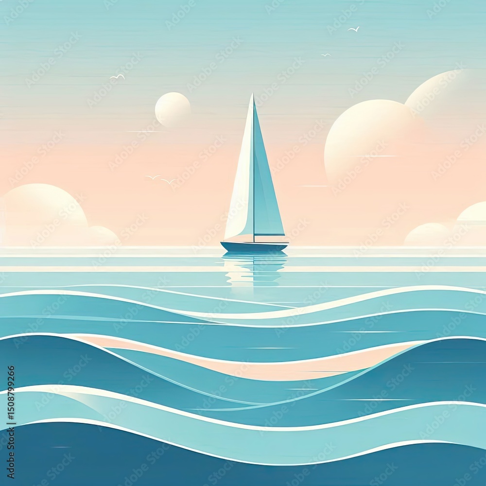 Obraz premium Warm Summer Light on Ocean Waves