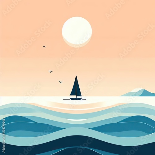 Calm Seascape with Soft Pastel Tones