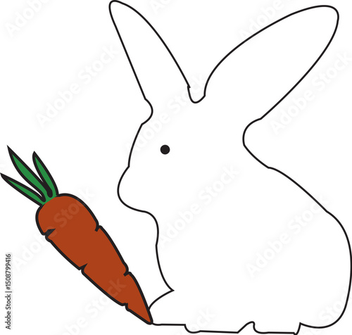 A Delightful Illustration of a White Rabbit Enjoying a Crunchy Carrot