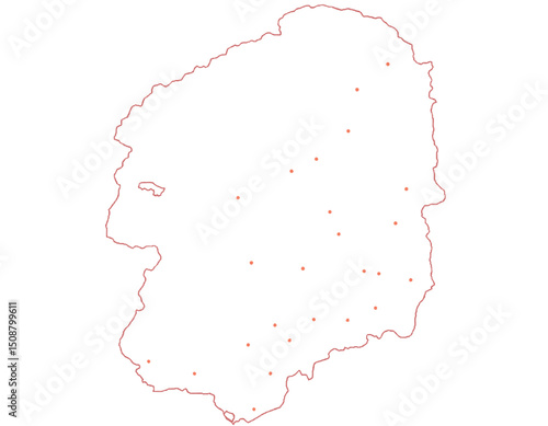栃木県　地図　白　斑点　イラスト