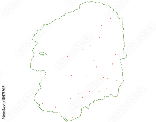 栃木県　地図　白　斑点　イラスト