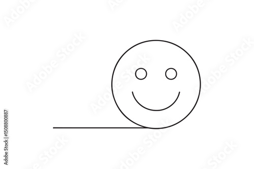 Happy face emoji line icon continuous one line drawing minimalism design