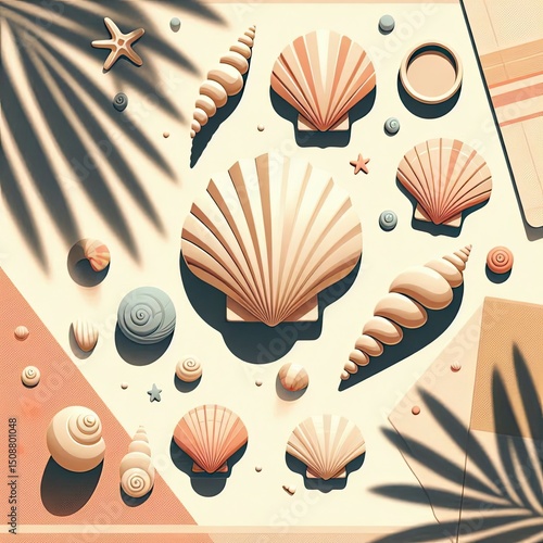Modern Seashell Illustration with Soft Shadows