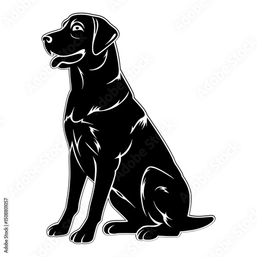 Black Icon Silhouette of American Labrador Retriever Dog in a Sitting Pose