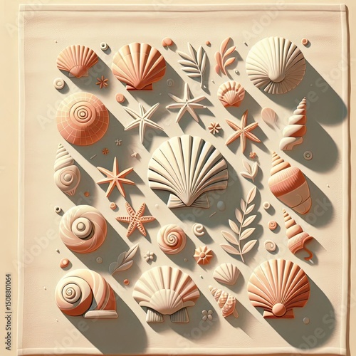 Warm Pastel Composition of Beach Shells