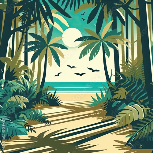 Tranquil Tropical Beach with Palm Trees