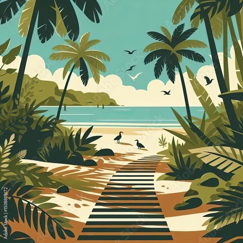 Warm Coastal Scene with Gentle Breeze