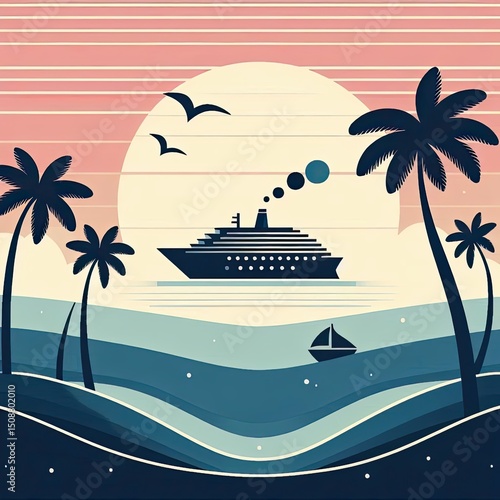 Tranquil Sunset Cruise with Gentle Waves