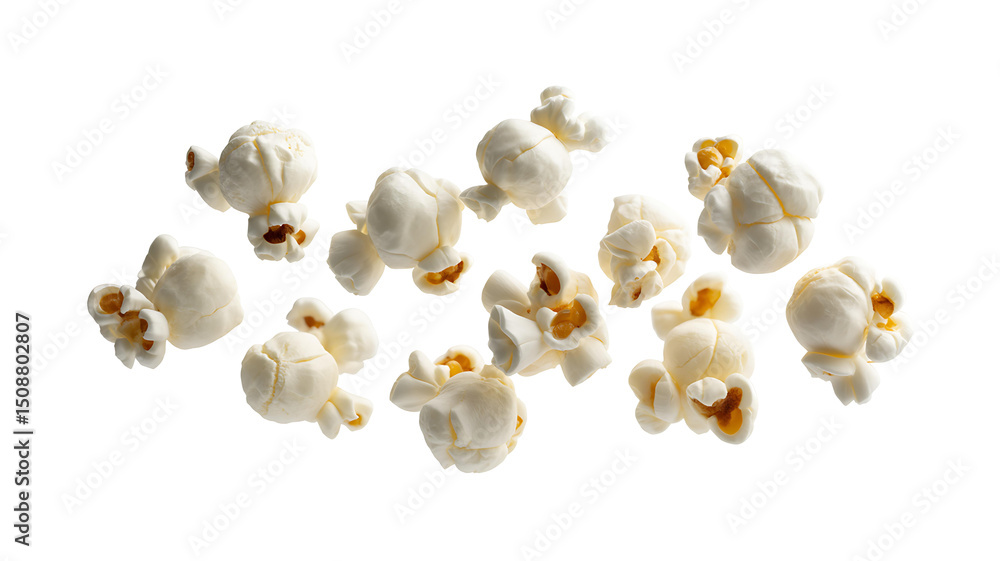 Obraz premium Flying popcorn isolated on transparent background. Png