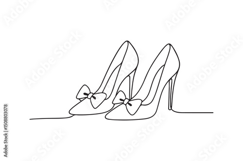 Party shoes continuous one line drawing minimalism design
