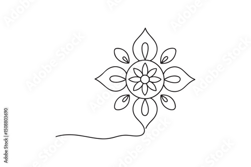 Rangoli patterns continuous one line drawing minimalism design