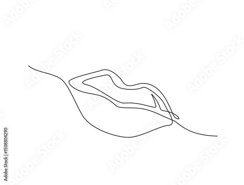 Female lips in single line draw illustration. Continuous one line drawing of woman lips. Editable stroke.
