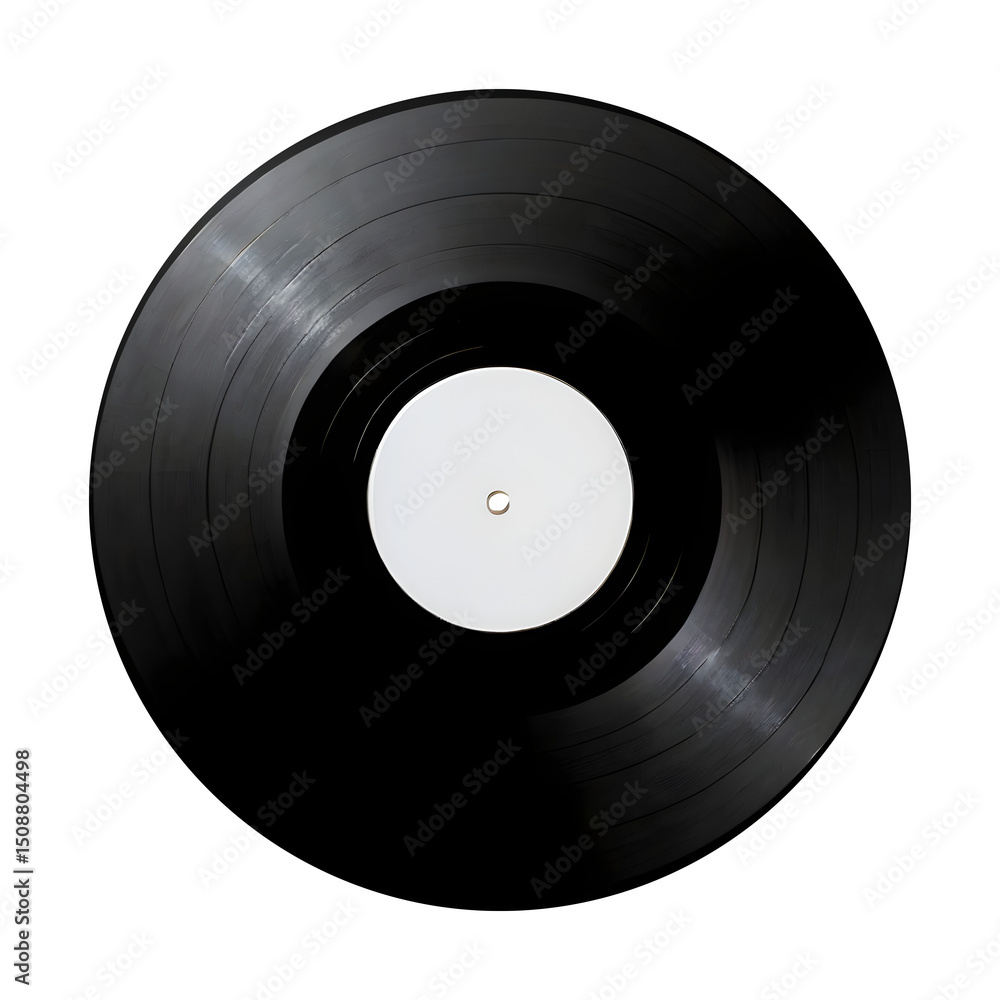 Obraz premium Classic black vinyl record on transparent background