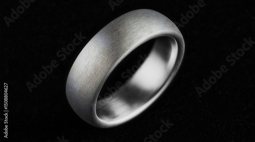 Brushed metal ring against a black background.