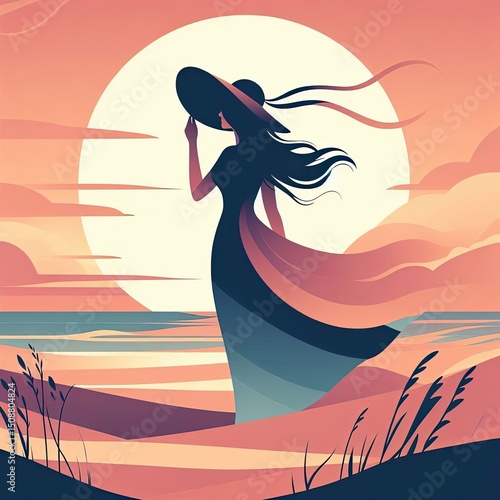 Silhouette by the Sea at Dusk