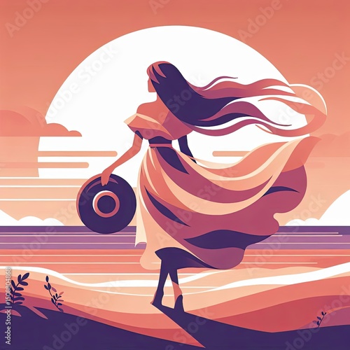 Sunset Light and Flowing Dress