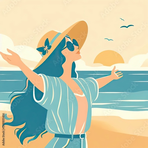 Woman’s Joyful Summer Escape