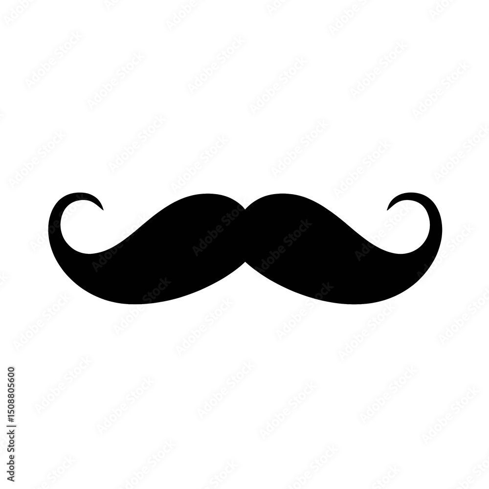 Obraz premium Moustache silhouette isolated on transparent background, png image 