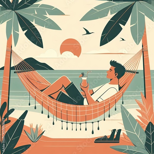 Peaceful Beachside Rest and Palm Shade