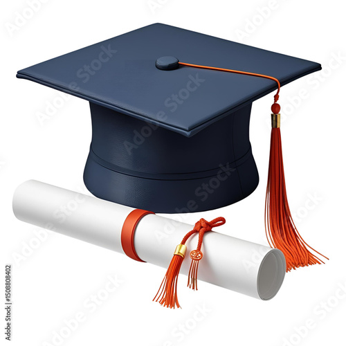 graduation cap and diploma