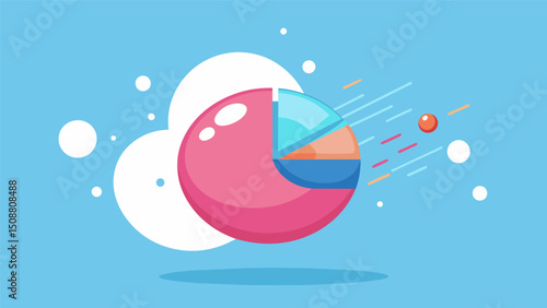 A burst bubble with data floating away like a popped bubble.. Vector illustration