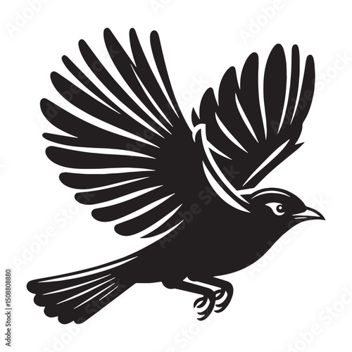 Minimalist Mynah silhouette gliding – Mynah illustration – Minimalist Mynah vector – Bird silhouette – Bird vector


