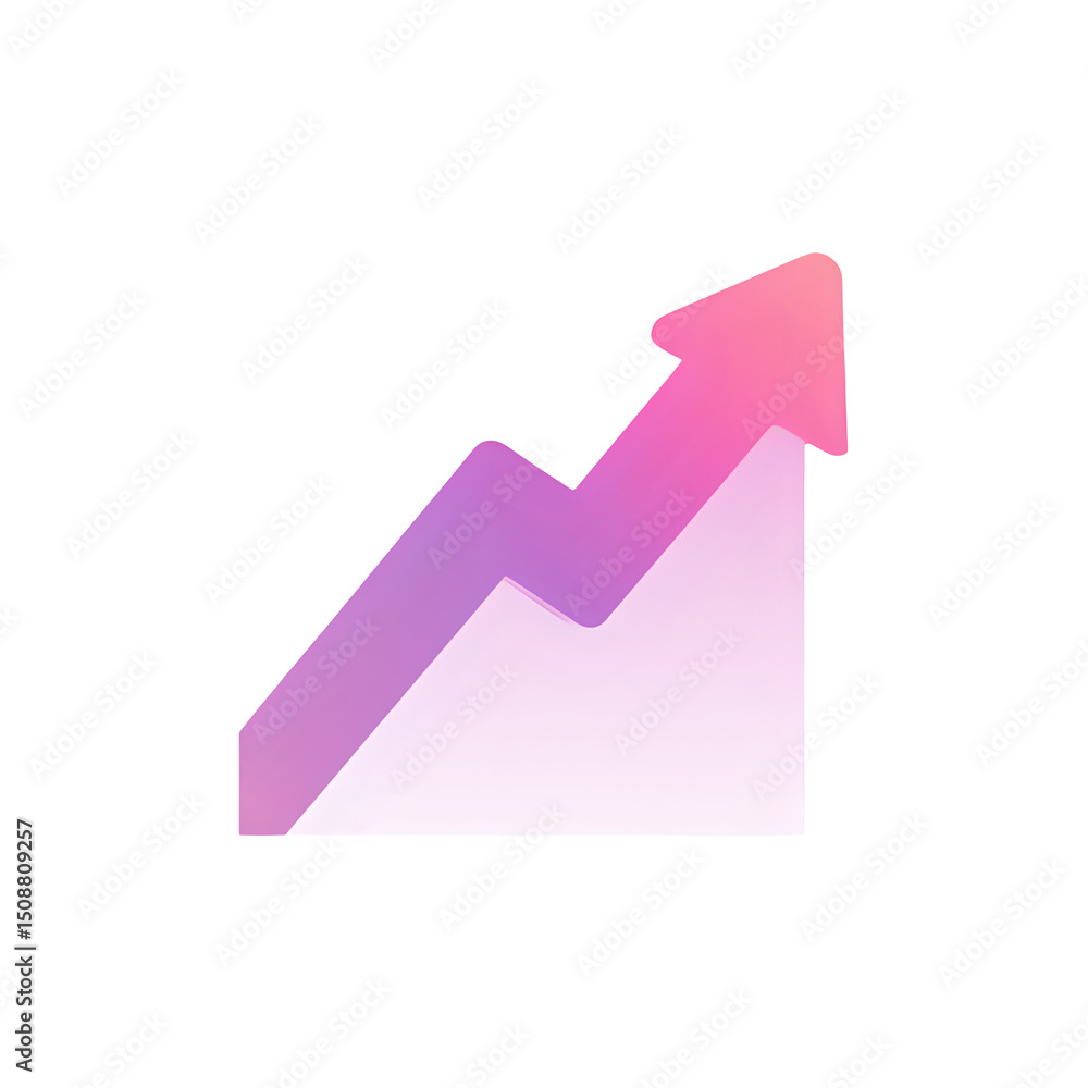 Futuristic 3D financial chart with glowing pink and blue graph, rising trend, digital stock data, urban cityscape, bokeh lights, reflective surface for fintech, trading, or crypto platforms