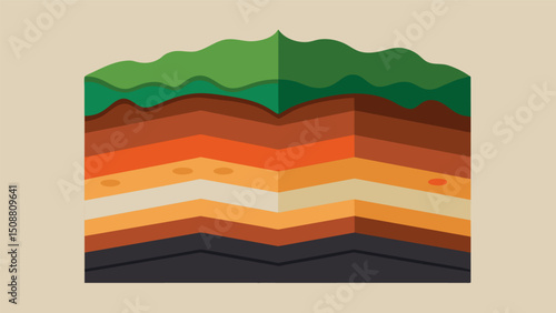 A data layer chart showing the thickness and variations in soil layers in a particular region helping geologists to better understand the areas geological history.. Vector illustration