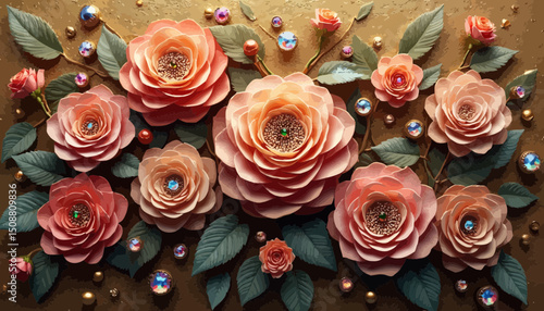 Colorful Paper Roses with Sparkle and Gems