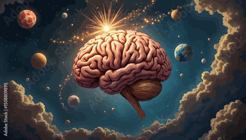 Cosmic Brain Explosion Pixel Art Illustration