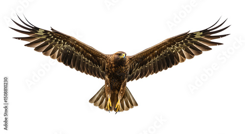 Majestic brown eagle with outstretched wings yellow beak and talons