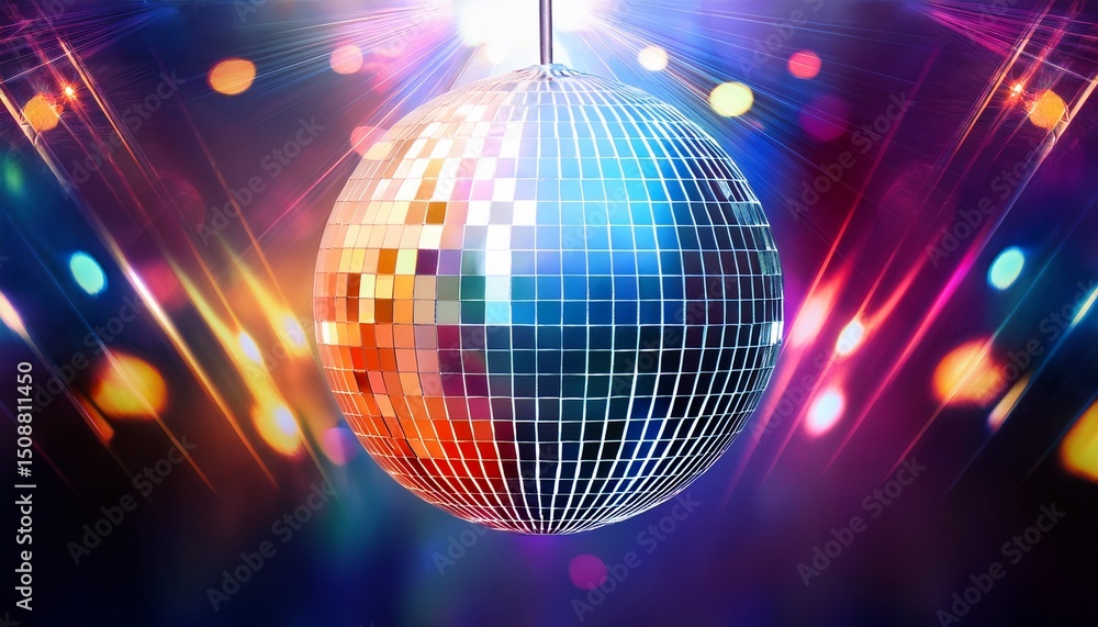 disco ball illustration multicolor music background events flyers etc with space for text disco ball illustration multicolor music background events flyers etc with space for text