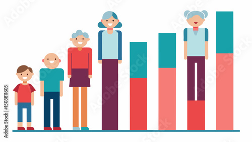 A bar chart comparing the demographics of eligible voters and actual voter turnout in different age groups.. Vector illustration