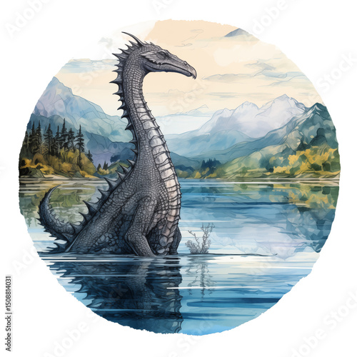 dragon on water illustration
