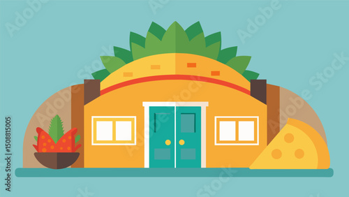 A familyowned cantina creates a buzz in the community with their signature deepfried fish tacos garnished with a zesty mango and pineapple salsa.. Vector illustration
