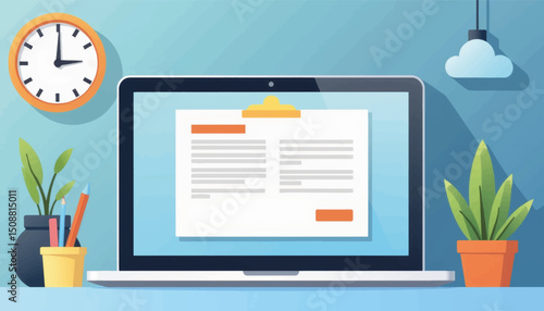 Illustration of a laptop screen with privacy notice, digital awareness