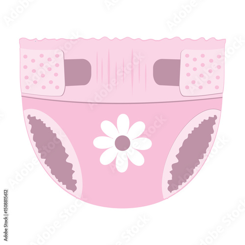 Cartoon-style baby absorbent diapers. Vector illustration for packaging diapers and other products for newborns