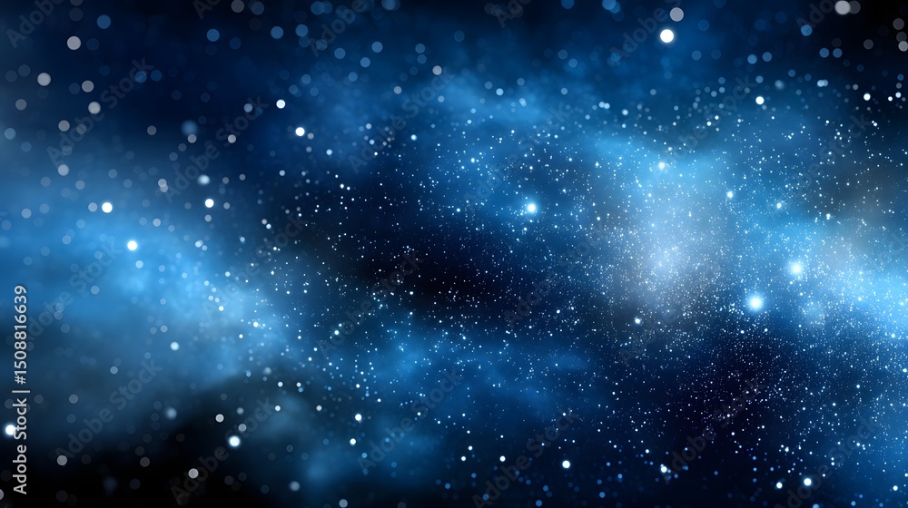 Fototapeta premium Deep space view with blue stars and galaxy background