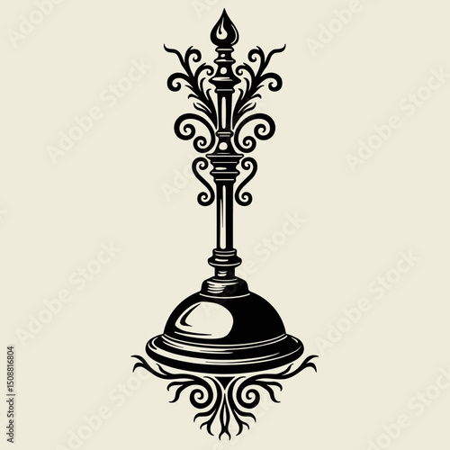 Ornamental metal design in black and white, for vintage decor