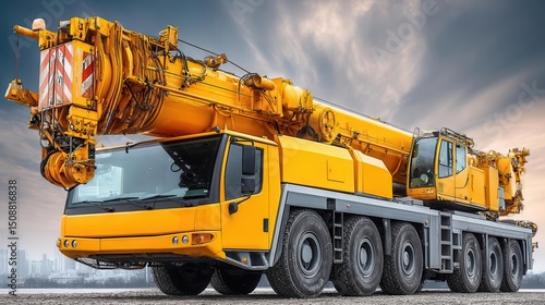Yellow construction crane outdoor