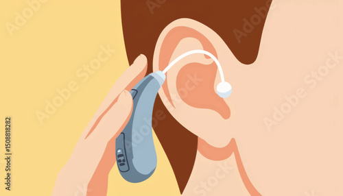 Hand adjusting hearing aid, improving auditory experience