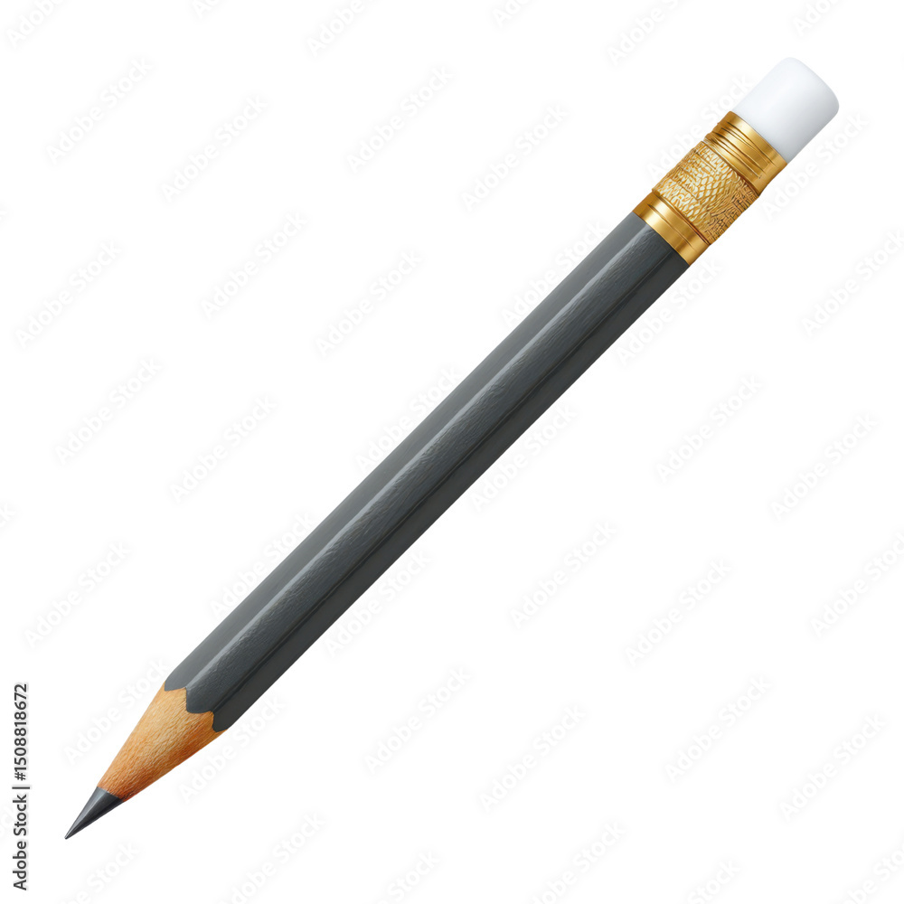 Minimal vector of a graphite pencil with a gold ferrule and white eraser Minimal vector of a graphite pencil with a gold ferrule and white eraser