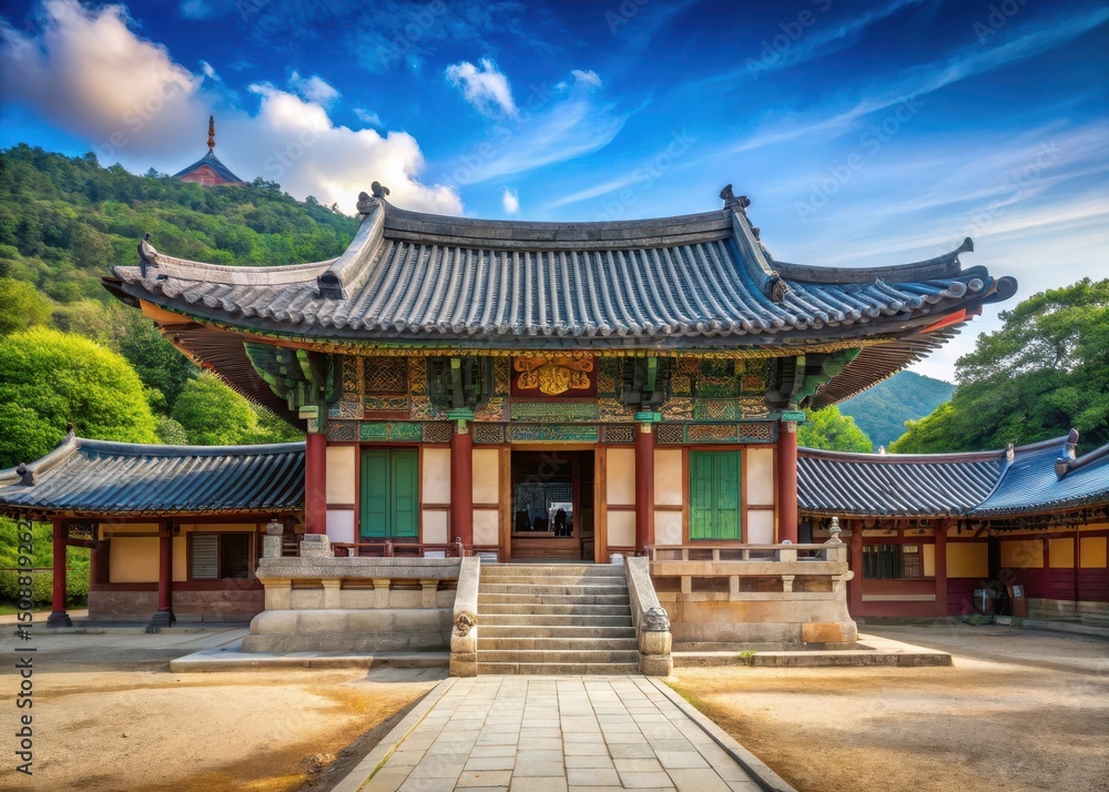 Fototapeta premium Traditional Korean-style temple in front of Jeondeungsa Temple