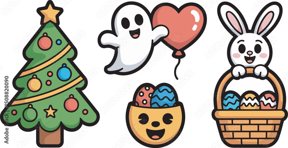 Naklejka premium easter bunny with eggs