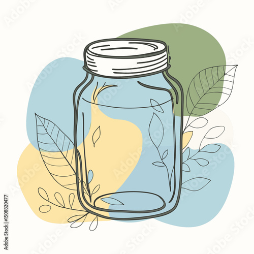 glass jar with pickled cucumbers