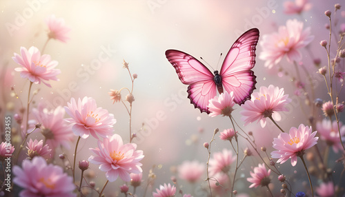 pink butterfly on a meadow