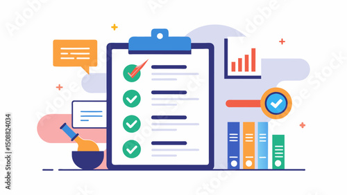 A filled out questionnaire the results of which will be used as primary data for economic analysis highlighting the various ways data can be collected and analyzed.. Vector illustration