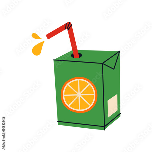 Orange juice box vector illustration.